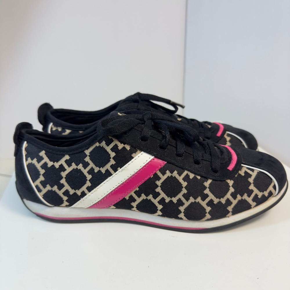 Tommy Hilfiger TWPRINCESS Sneakers Womens 7M Black Pink Monogram Logo Lace Up - Picture 7 of 16